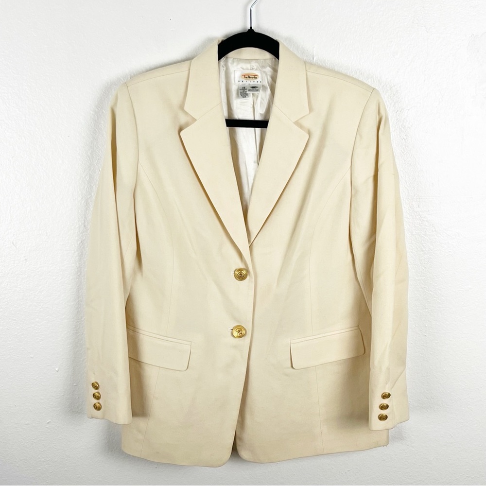 TALBOTS 100% Pure New Wool Soft Yellow Lined Double Button Blazer, Size 10